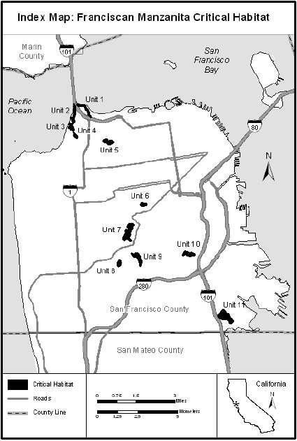 Franciscan Manzanita Critical Habitat Map
